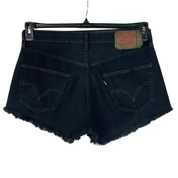Urban Renewal Levi’s Large Jean Shorts Recycled Button-Fly High-Rise Frayed Hems - Picture 3 of 9